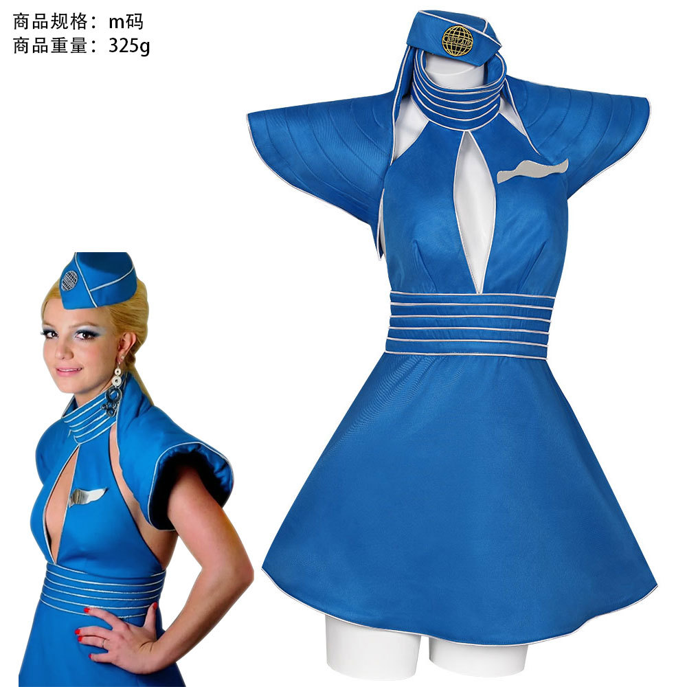 小甜甜布兰妮空姐cos服万圣节cosplay全套连衣裙制服BritneySpear