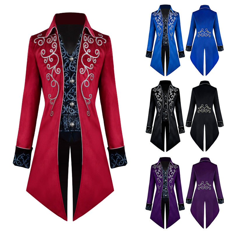 万圣节欧美燕尾服中世纪复古服装朋克男款大衣派对服饰时尚