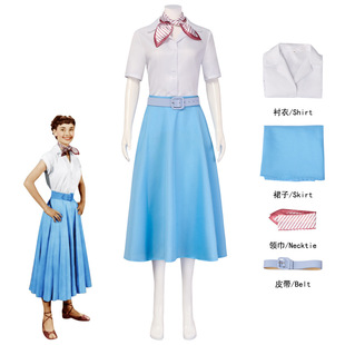罗马假日cos服女主安妮公主蓝白套装裙cos奥黛丽赫本同款cosplay