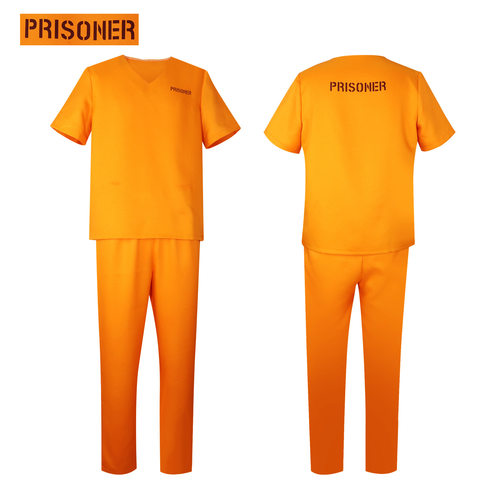 万圣节服装cos囚犯角色扮演服橘黄色监狱犯人套装成人儿童服装