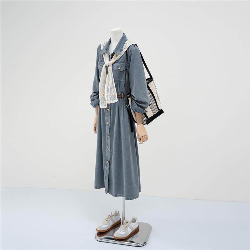巨好看的秋季牛仔连衣裙2025新款今年流行爆款小个子长袖衬衫裙子