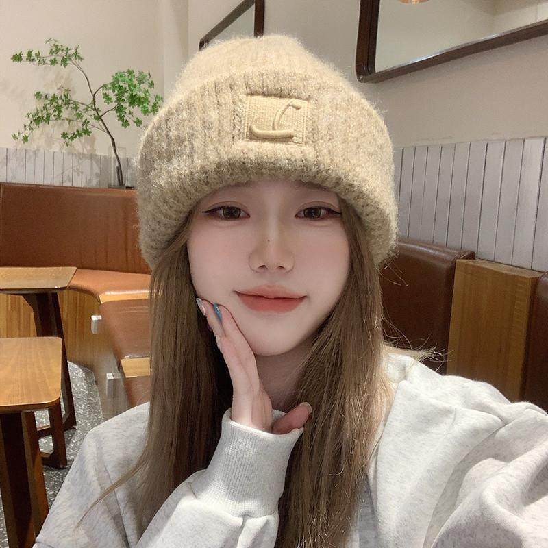 粗毛线帽子女秋冬新爆款大头围宽松保暖堆堆帽韩版显脸小针织冷帽