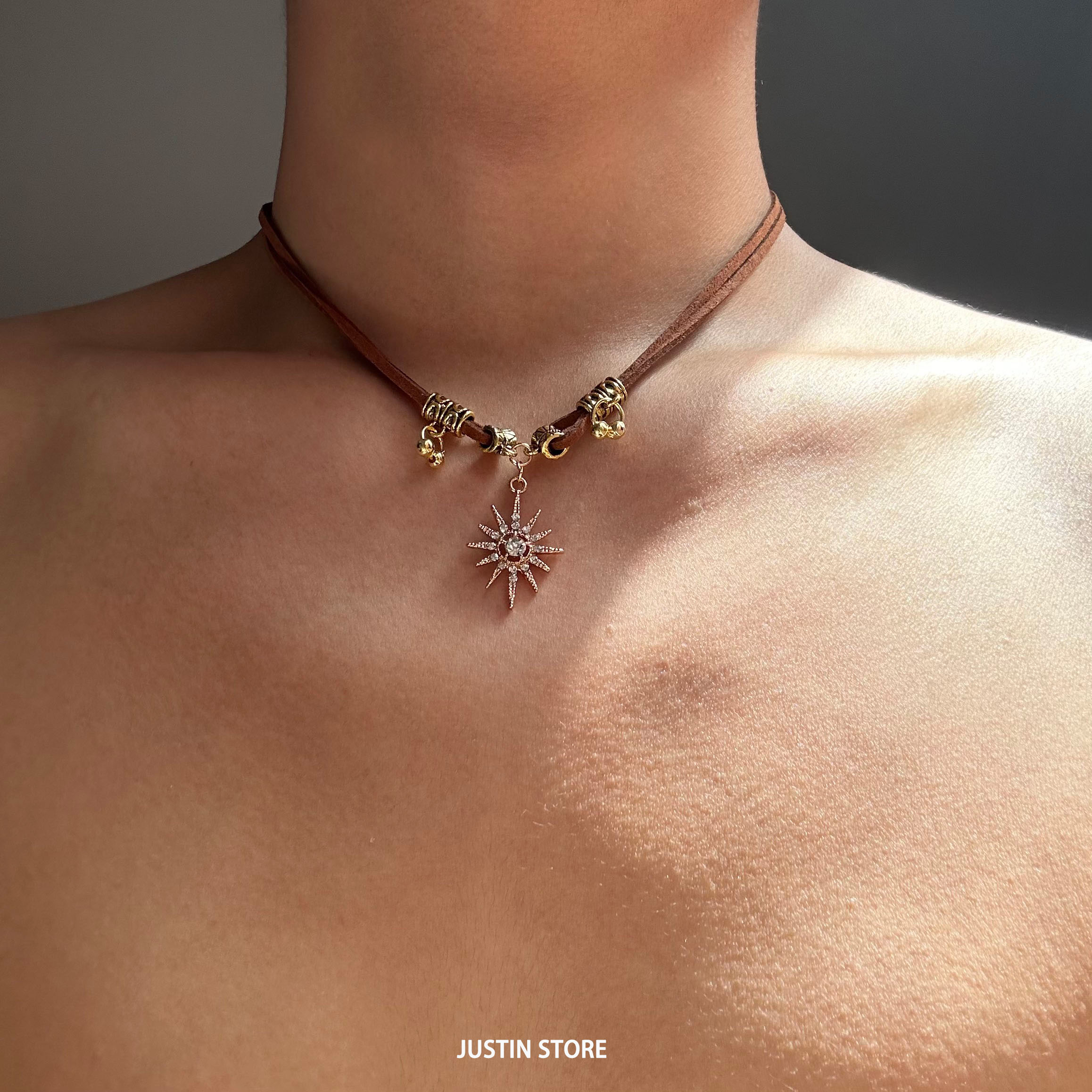 美拉德太阳花项链锁骨链颈链