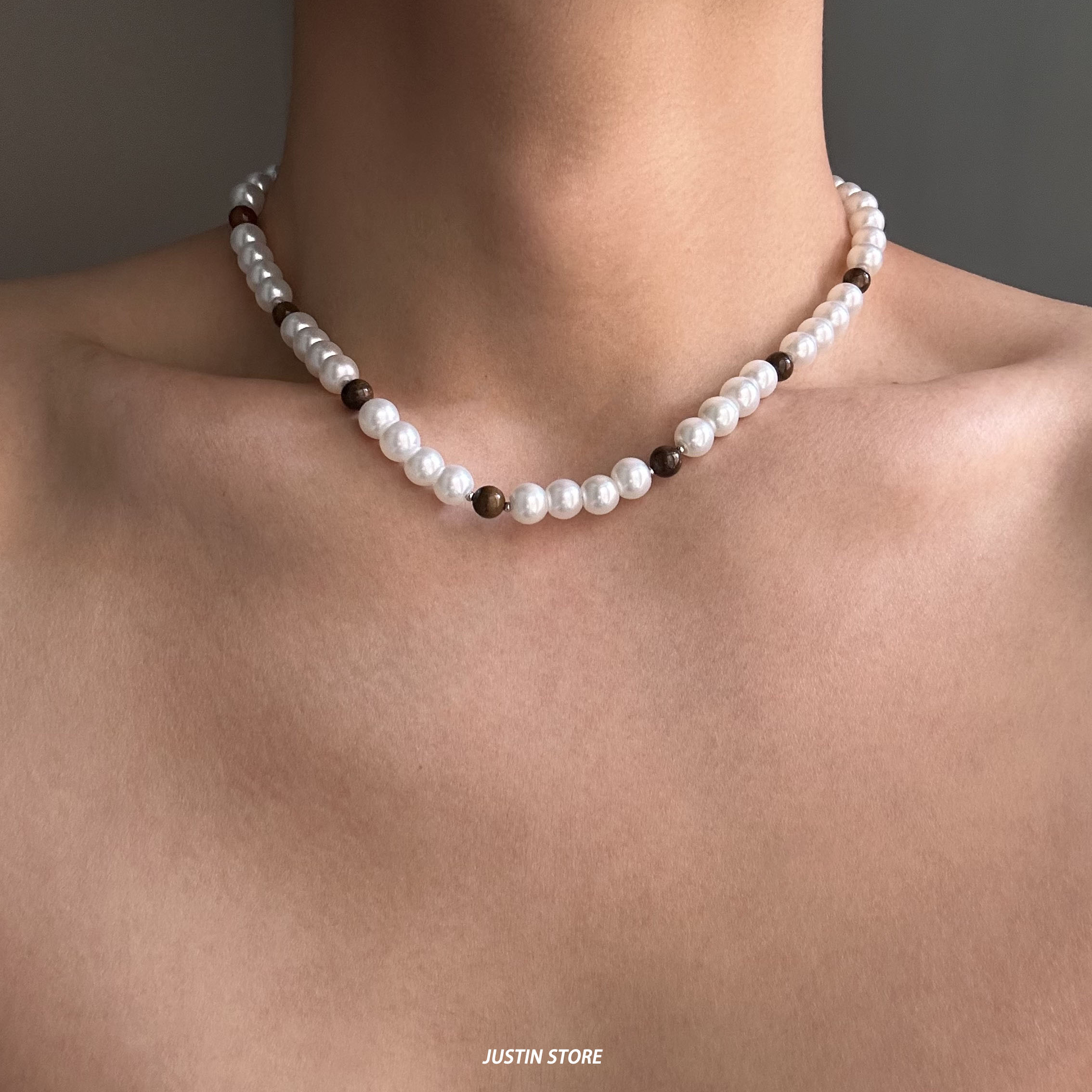 原创设计珍珠拼接项链男款