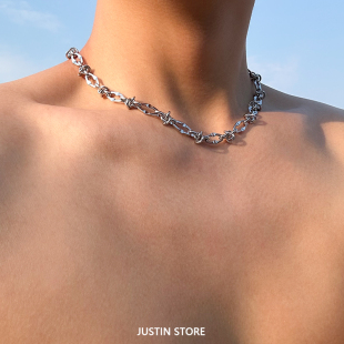 美式简约街头钛钢打结荆棘项链男嘻哈潮流高级感不掉色钛钢锁骨链