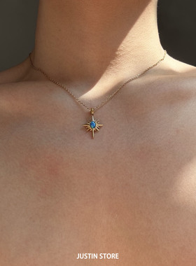 美拉德高级感六芒星钛钢项链