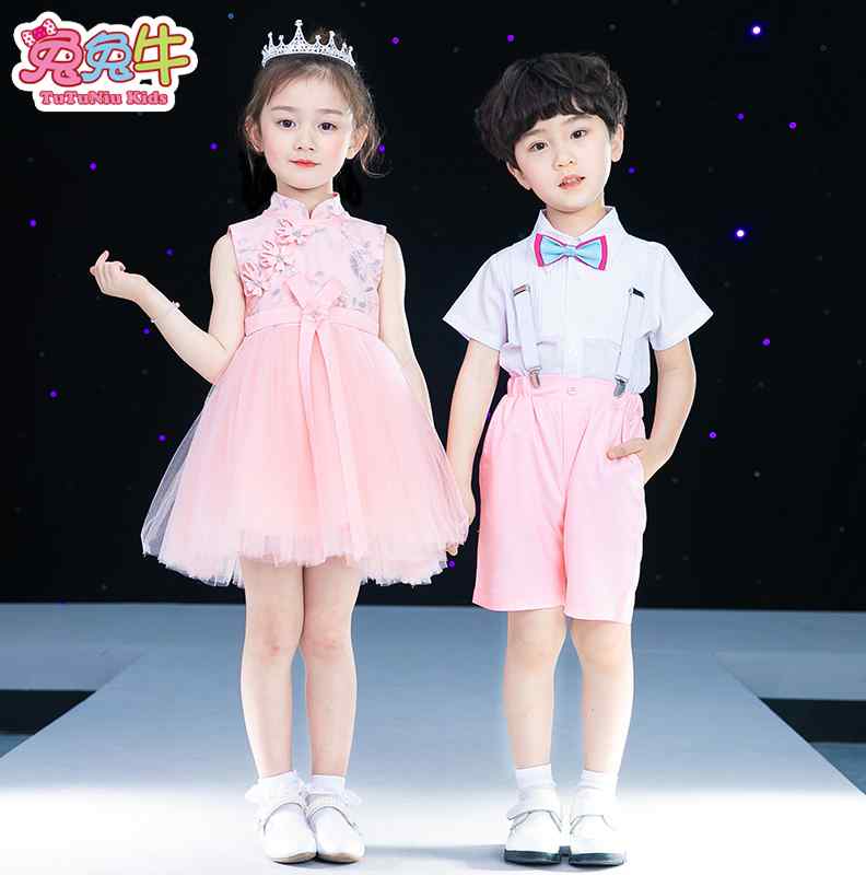 六一儿童演出服装女童中国风蓬蓬纱裙幼儿园小学生大合唱服表演服