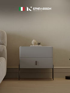 床头柜小户型高端网红ins风现代简约带抽屉床边柜碳素钢设计师款