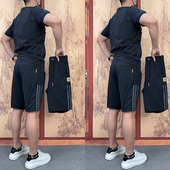 新款 短袖 休闲时尚 BXBM2025夏季 运动冰丝弹力套装 男士 短裤 两件套潮