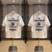 新款 休闲宽松透气半袖 薄款 短袖 2025年夏季 时尚 印花美式 T恤男士 ins