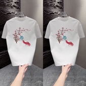 新款 时尚 薄款 2025年夏季 刺绣短袖 T恤上衣男士 潮流宽松透气半袖 ins