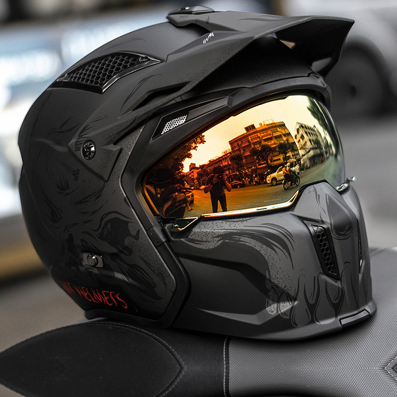 西班牙mt头盔街霸摩托车全盔男女冬机车拉力盔复古拆卸个性酷四季
