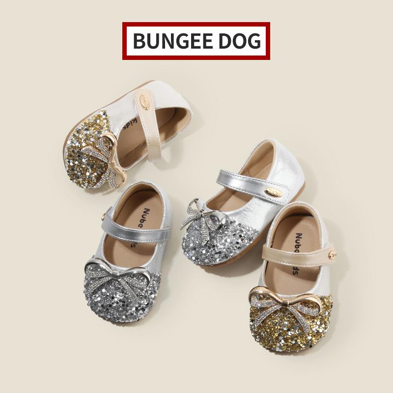 女童小皮鞋洋气亮片公主鞋