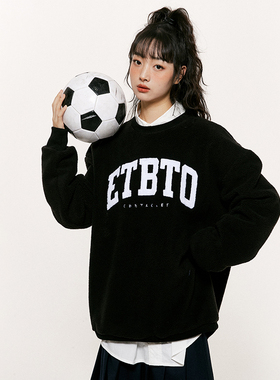 Ravenous摇粒绒ETBTO字母刺绣圆领套头卫衣男女同款潮牌