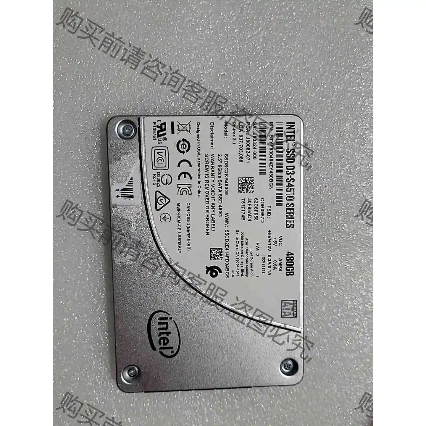 intel S4510 480G SSD 固态硬盘 拆机下 议价产品 原装拆机功能完