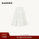 SANDRO 蛋糕裙半身裙 优雅白色镂空纽扣长款 Outlets春夏女装 法式