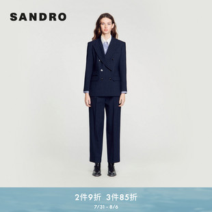 优雅深蓝条纹通勤收腰西装 法式 外套SFPVE00920 Outlets女装 SANDRO