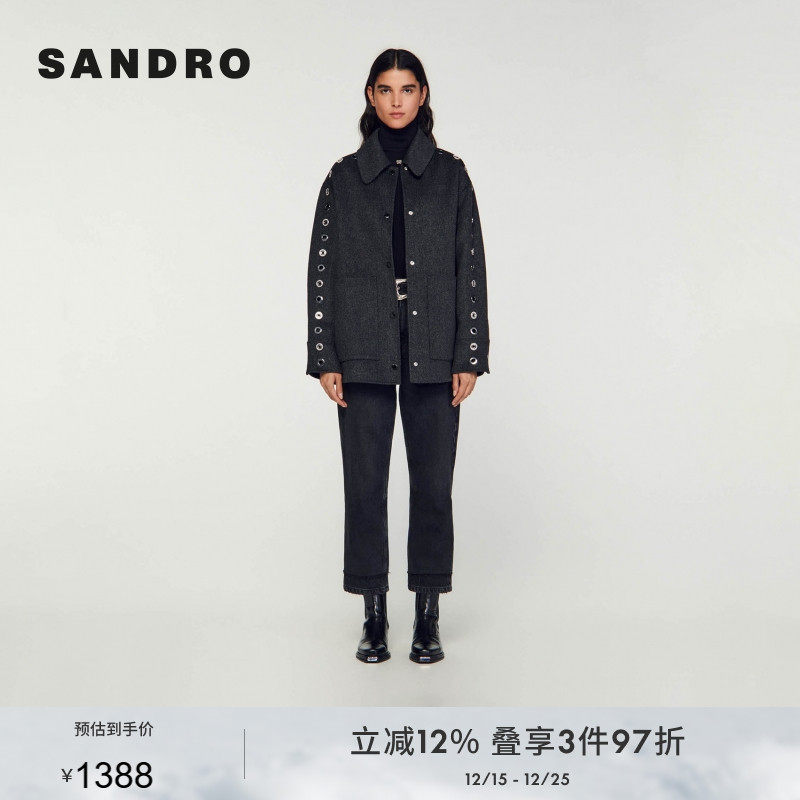 SANDRO法式秋季外套金属环翻领