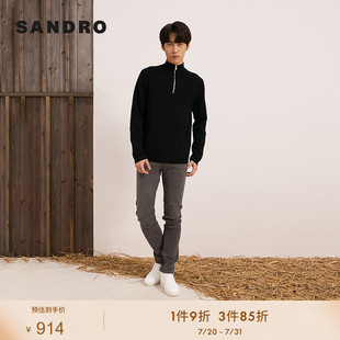 修身 男装 简约时尚 SHPJE00130 灰色直筒牛仔裤 Outlets经典 SANDRO 款