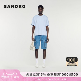 休闲纯色圆领针织短袖 SANDRO 法式 Outlet男装 T恤上衣SHPTS01243