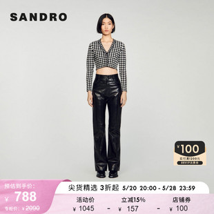 博主同款 SANDRO Outlet女装 上衣SFPCA00872 短款 针织开衫
