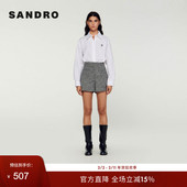 直筒短裤 SANDRO 时尚 气质撞色花呢格纹西装 Outlets秋冬女装 法式