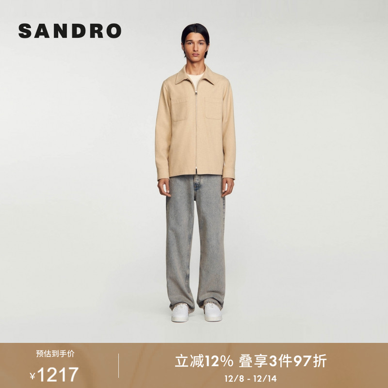 SANDRO商务风翻领长袖夹克外套