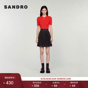 时尚 法式 气质褶裥高腰收腰针织半身裙短裙 Outlets秋冬女装 SANDRO