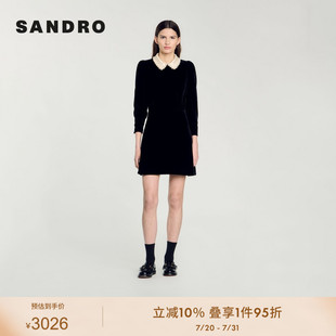 SANDRO 可拆卸翻領黑色連衣裙SFPRO03940 女裝 Outlets2024春秋款