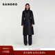 SANDRO 外套 简约气质黑色系带光泽感风衣长款 Outlets秋冬女装 法式