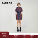 连衣裙 复古拼接牛仔收腰撞色粗花呢短袖 SANDRO Outlets秋冬女装
