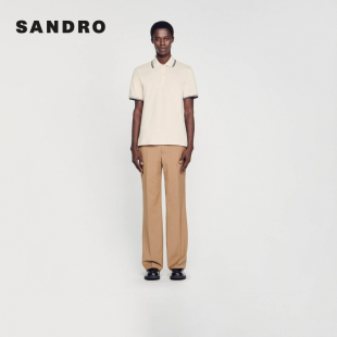 通勤logo刺绣POLO领棉质宽松短袖 法式 T恤 Outlets春夏男装 SANDRO