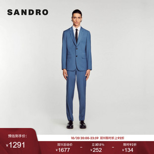 通勤商务气质两粒扣蓝色直筒西装 法式 外套 Outlets秋冬男装 SANDRO