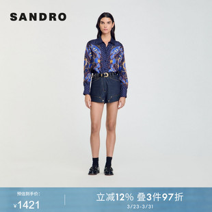 衬衫 SANDRO 复古桑蚕丝波点艺术感印花长袖 法式 Outlets秋冬女装