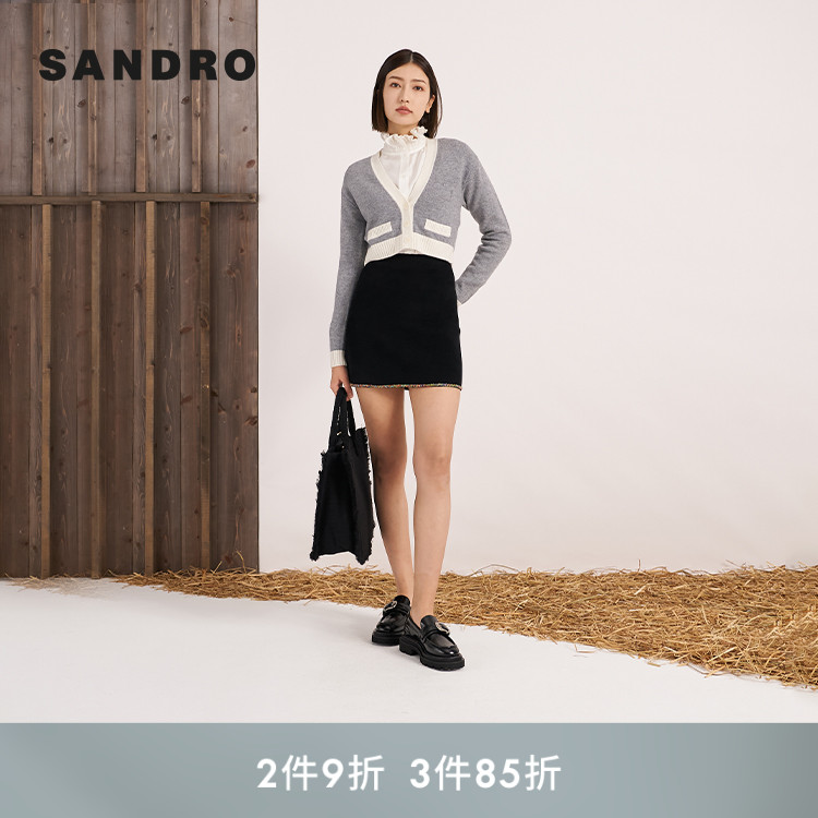SANDRO法式短款秋季针织外套