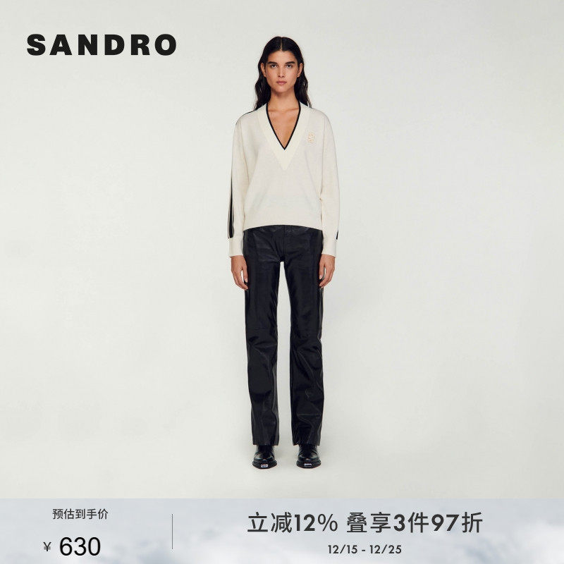 SANDRO针织V领秋季套头