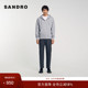 法式 SANDRO Outlets秋冬男装 简约刺绣气质格雷系棉质拉链连帽卫衣