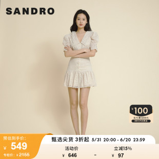 衬衫 SFPCM00631 Outlet女装 领感 春夏镂空泡泡袖 SANDRO 法式