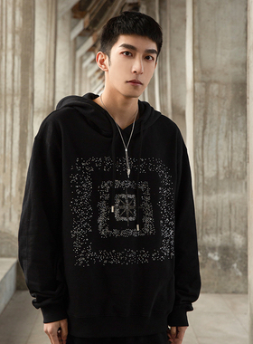 冯绍峰贺峻霖袁冰妍同款连帽卫衣男YLDP新款星河闪钻国潮情侣上衣