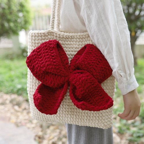 原创手工蝴蝶结编织DIY单肩包包