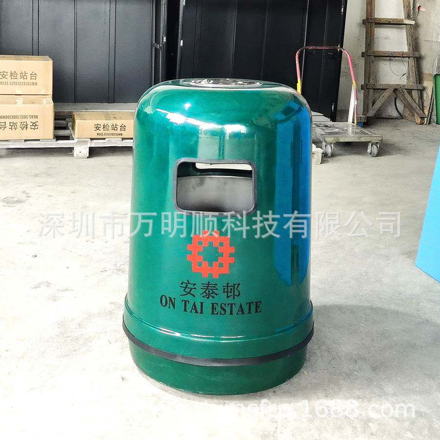 圆柱形户外垃圾桶 香港邨玻璃纤维垃圾箱 Fiberglass litter bin