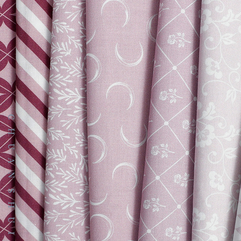 川水品牌纯棉布料复古珍爱粉紫色