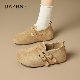 冬厚底增高配裙子复古百搭单鞋 达芙妮一脚蹬全包勃肯鞋 女2025新款