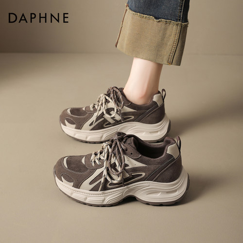 复古棕色老爹鞋厚底增高休闲鞋