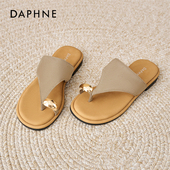 沙滩夹脚拖鞋 达芙妮平底罗马凉鞋 女绝美巨好看 子外穿波西米亚风