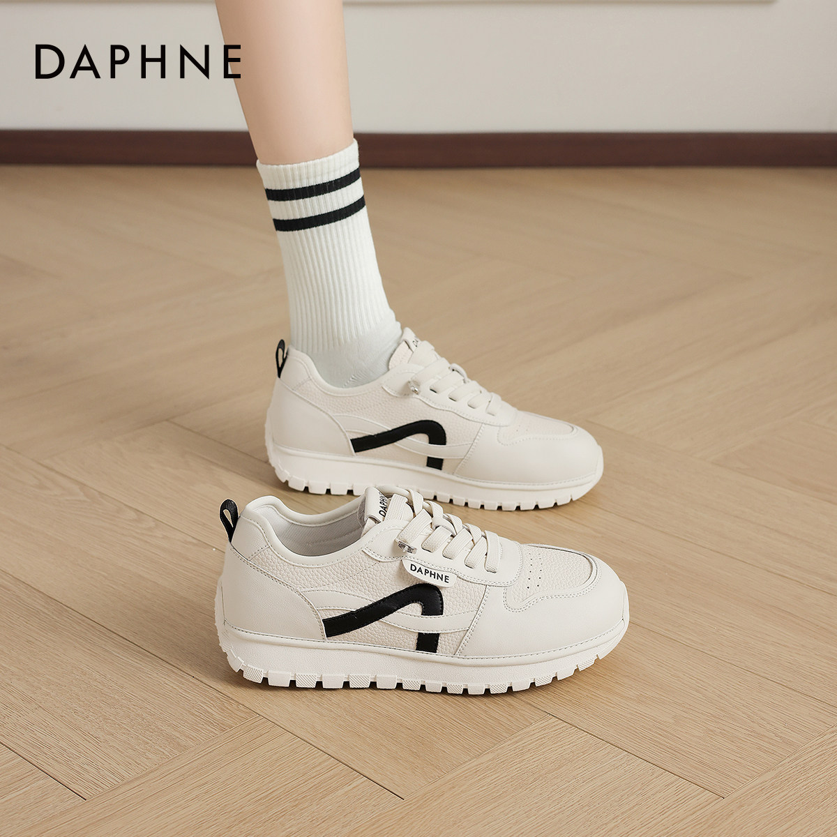 达芙妮户外运动女鞋2026新款春松糕厚底阿休闲甘老爹鞋百搭小白鞋