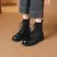 达芙妮马丁靴女款 平底小短靴英伦风靴子加绒黑色皮鞋 2026新款 冬季