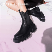 厚底英伦单鞋 DAPHNELAB达芙妮方糖月桂叶真皮乐福鞋 女2025新款 女