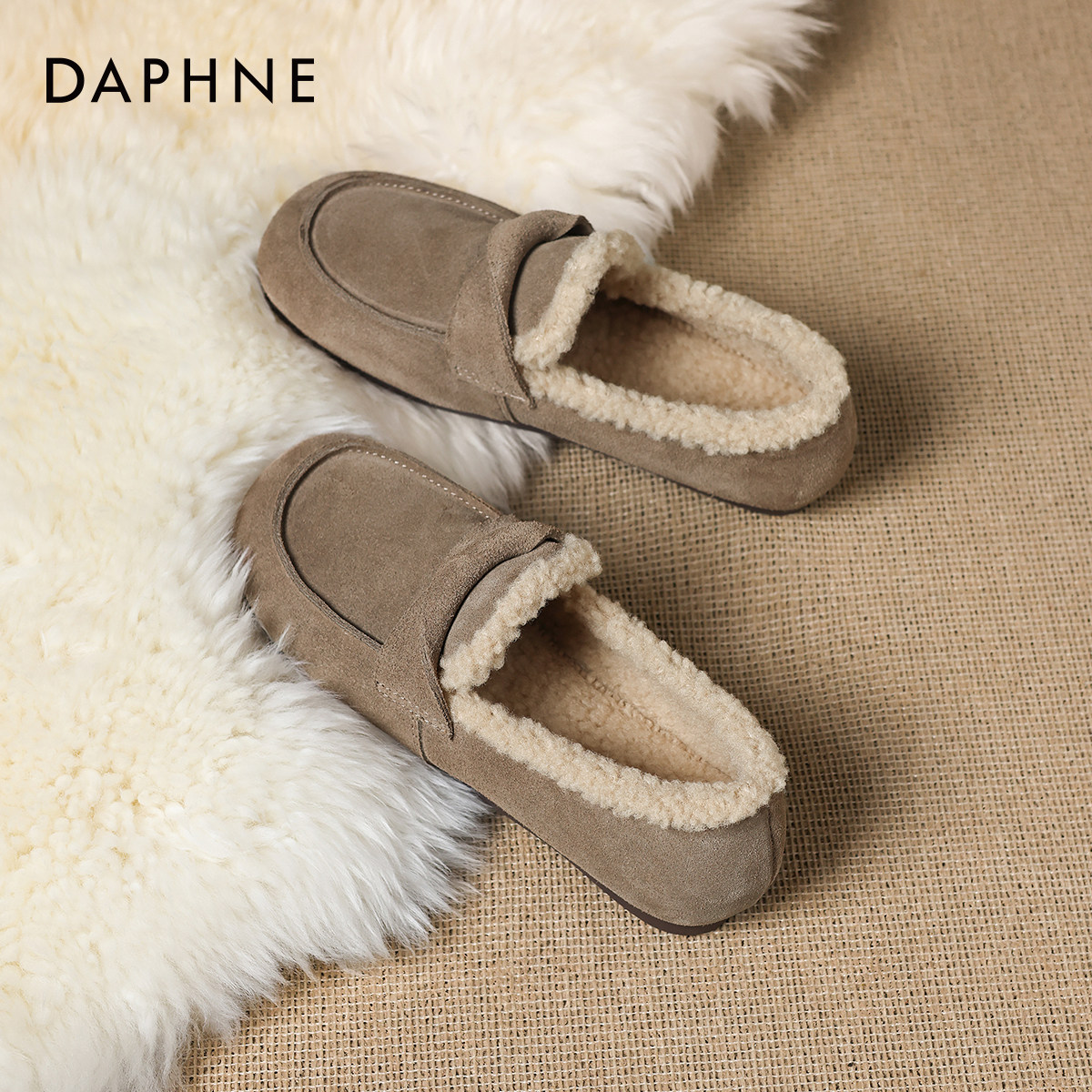 雪地靴女款灰色毛毛鞋加绒勃肯鞋