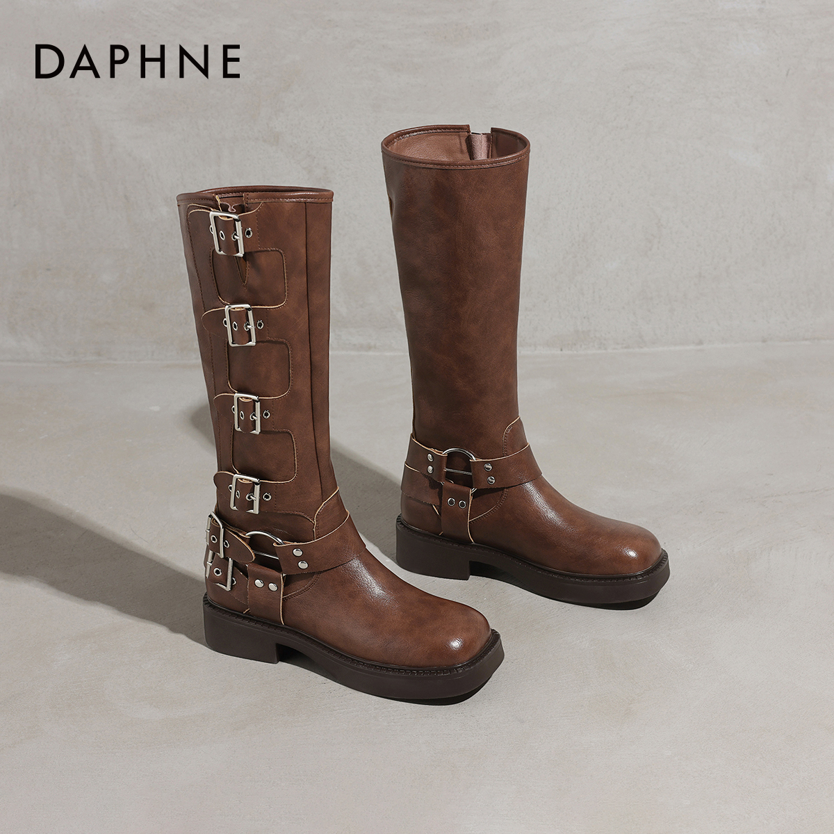 美拉德西部牛仔靴厚底长筒靴